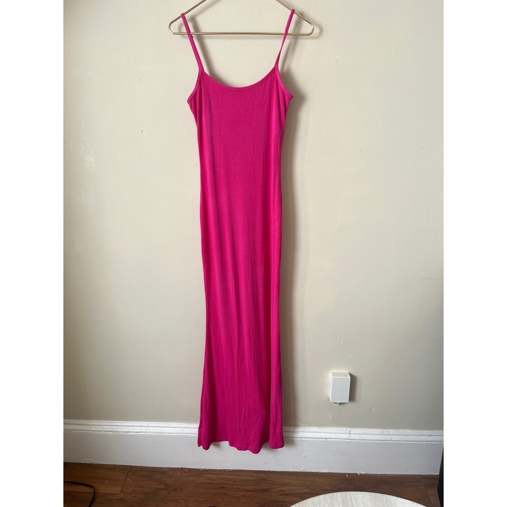 Popilush Hot Pink Ribbed Built-In Shapewear Slip Maxi Dress Size L Womens summer - Picture 1 of 5